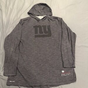 Nike Grey New York Giants Sideline Dri-FIT Long Sleeve Hoodie T-Shirt Men L